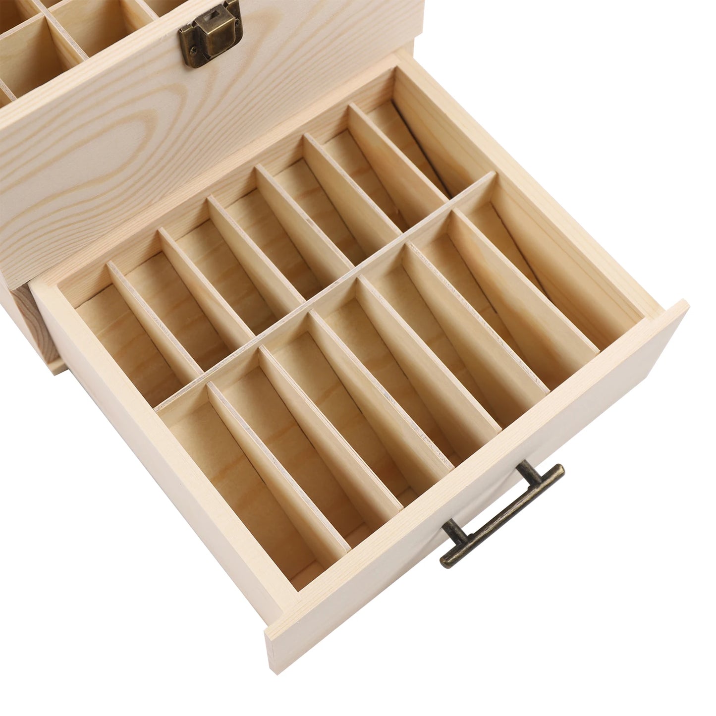 Wood Essential Oil Box 59 Grid 3 Layer Storage Box