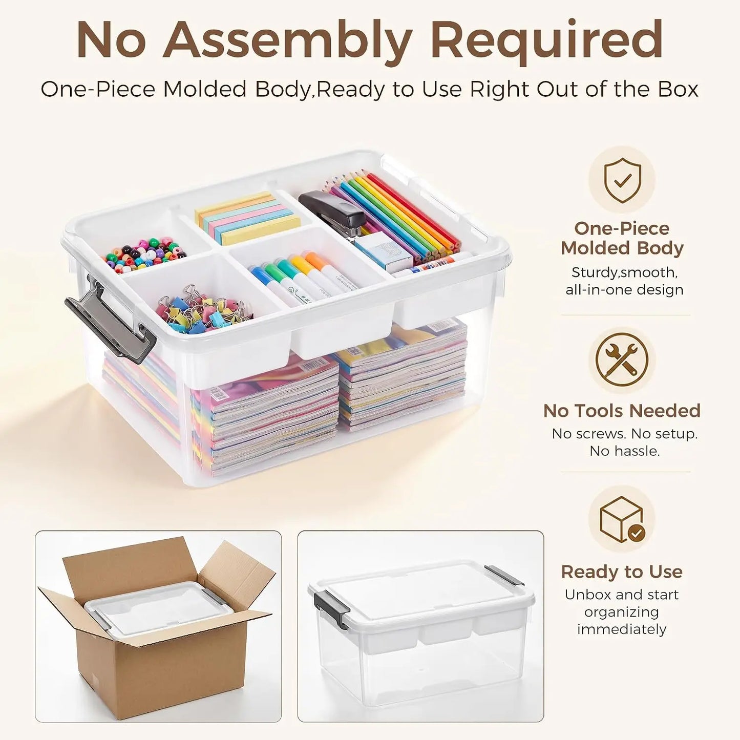 Clear Plastic Storage Box With Removable Tray For Craft Tools