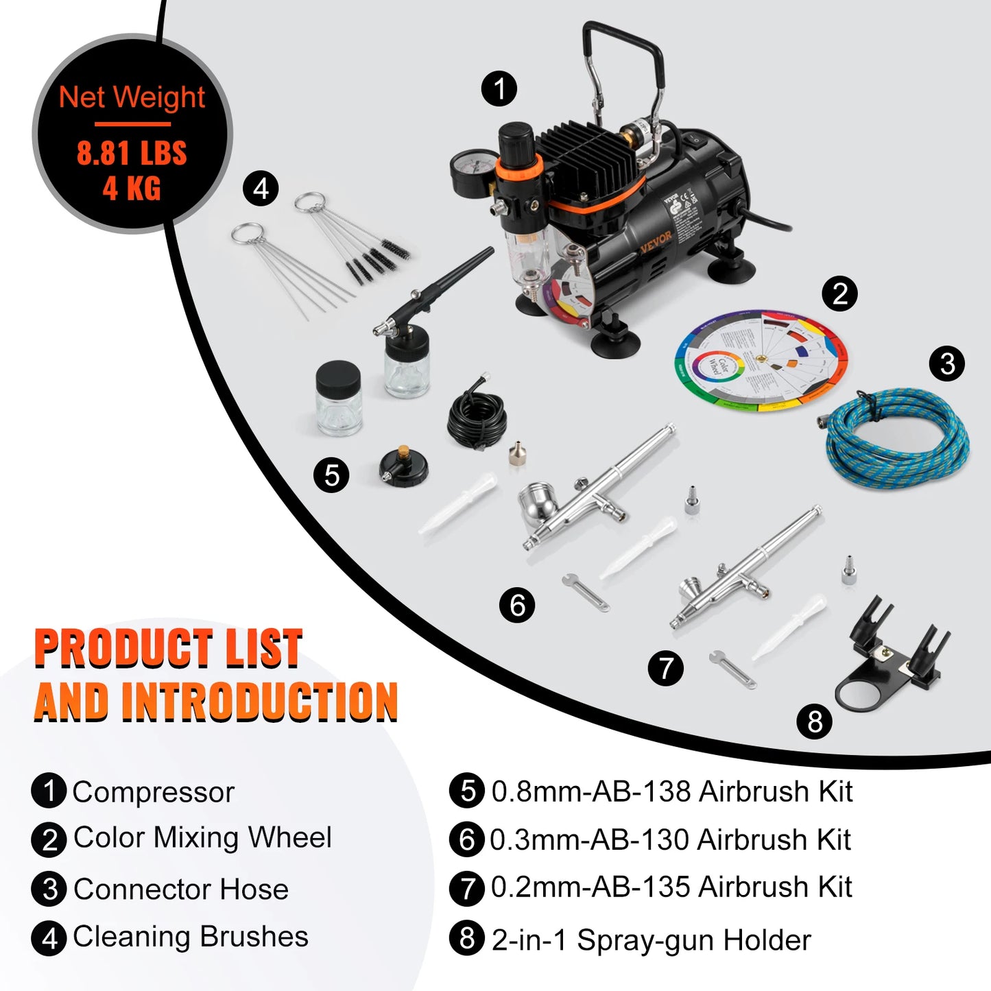SucceBuy Professional Dual-Action Airbrush Kit 120W