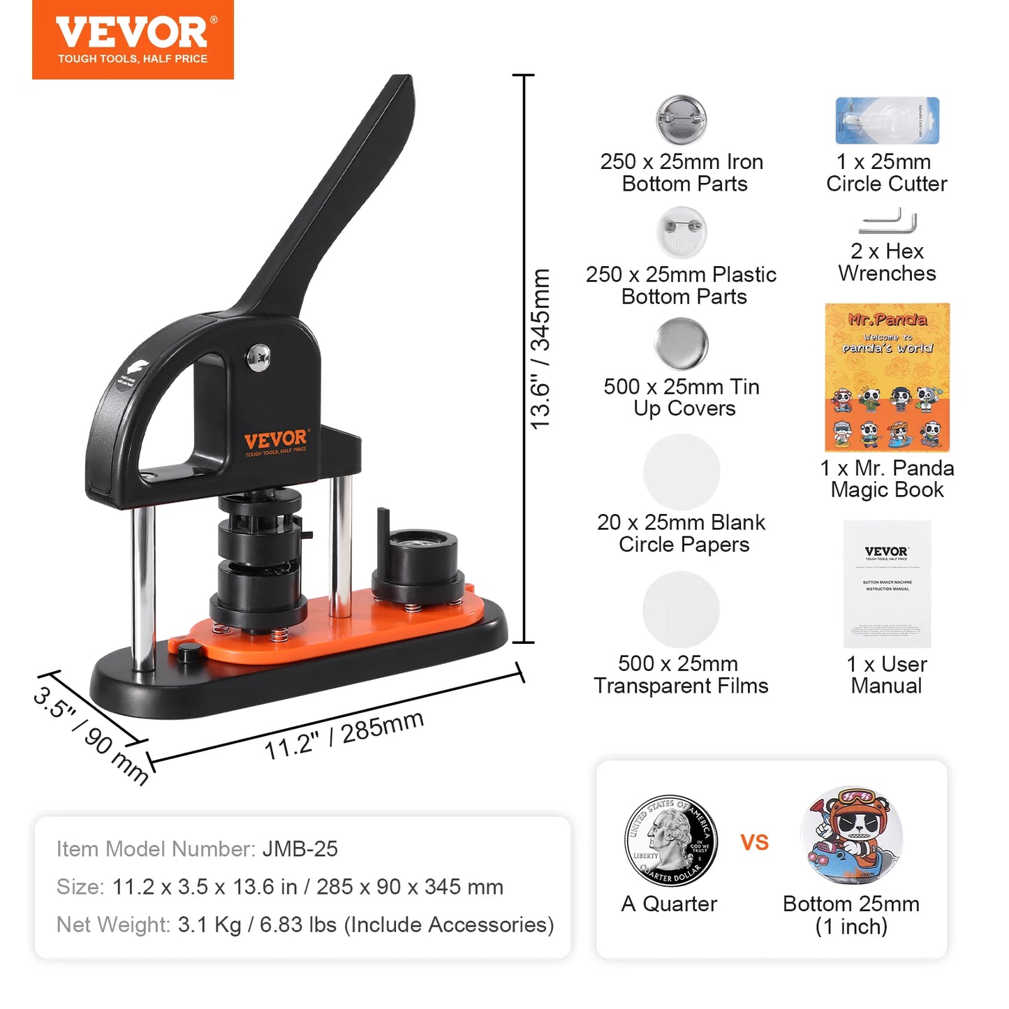 SucceBuy Button Maker Kit With Ergonomic Arc Handle