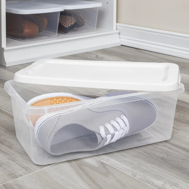 Ten Pack Plastic Storage Bins With Snap Lids For Organization
