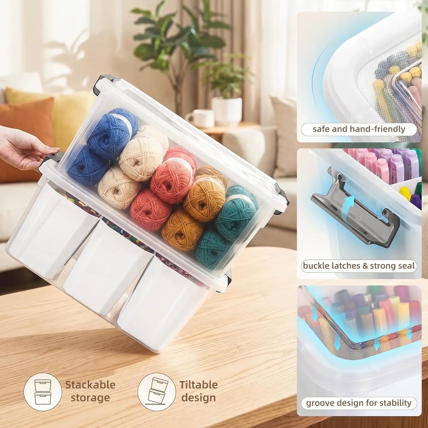 Clear Plastic Storage Bins With Lids For Organizing Tools And Crafts