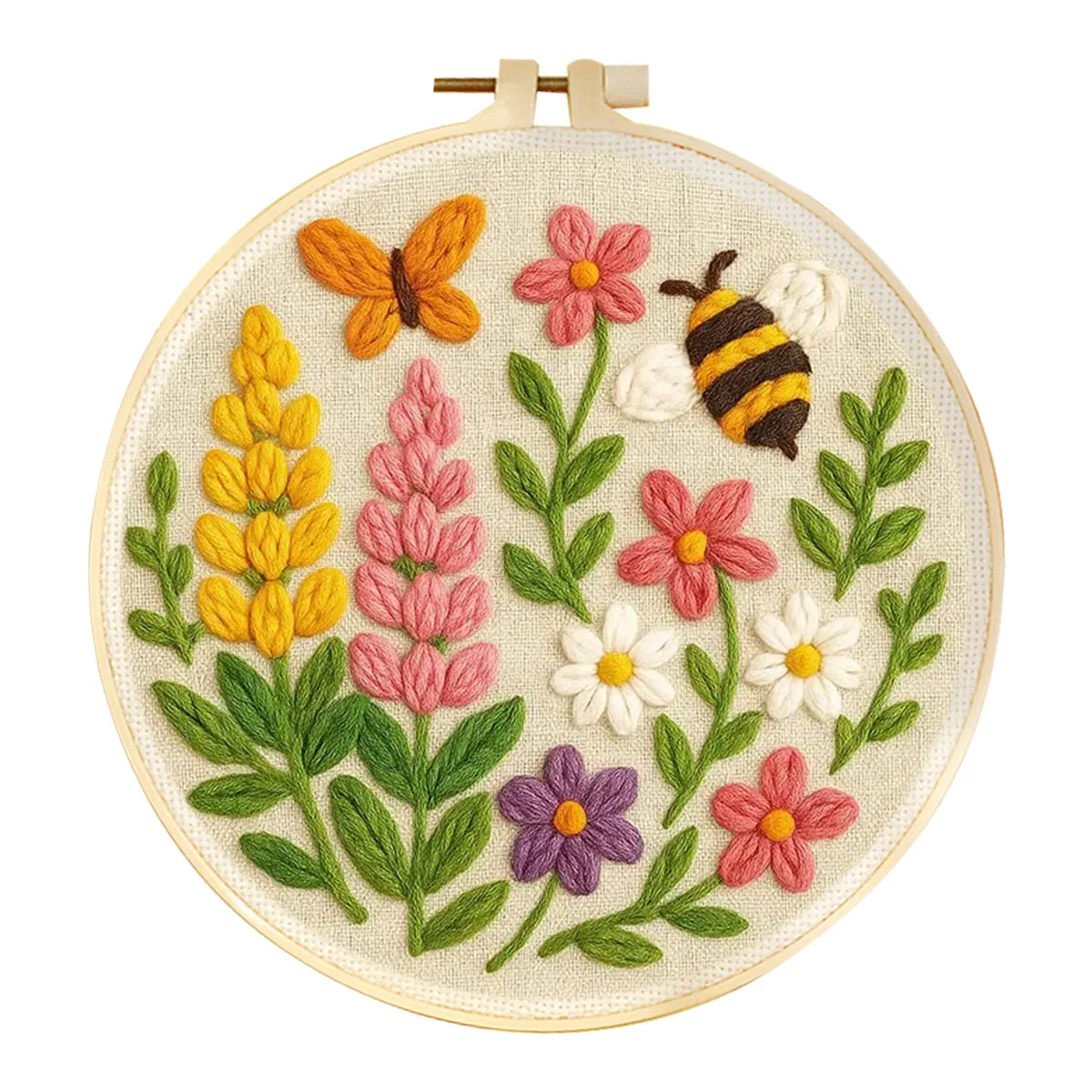 Punch Needle Kits For Beginner 20x20cm Easy Punch Needle Starter Kit With Embroidery Frame Flower Pattern Craft Kit Home Decorat