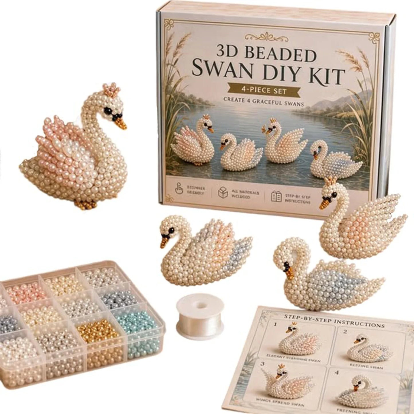 Tiny 3D Beaded Animal DIY Kit Bird Beading Craft Set