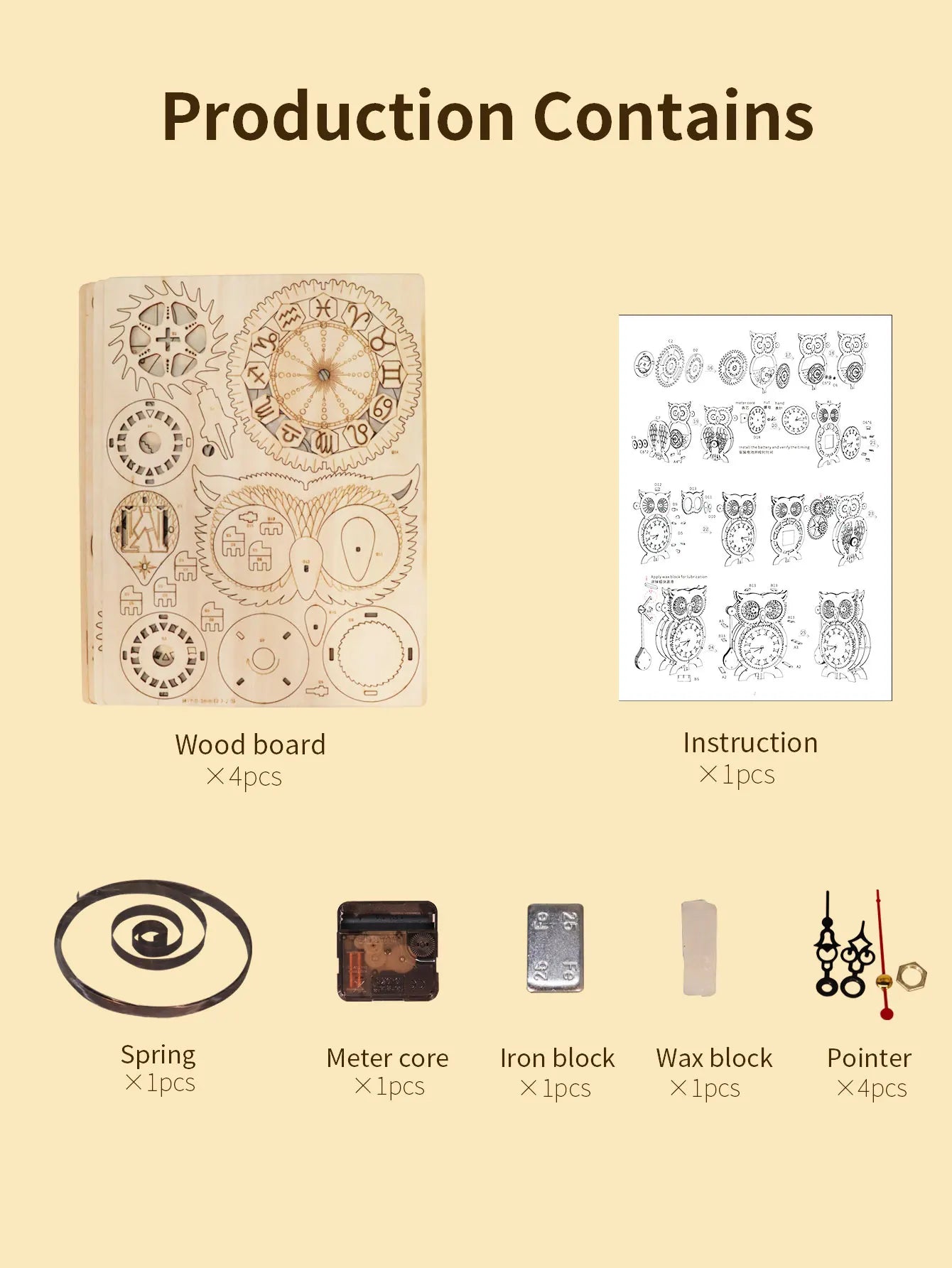 Music Park 3D Owl Wooden Puzzle Clock DIY Kit Gift