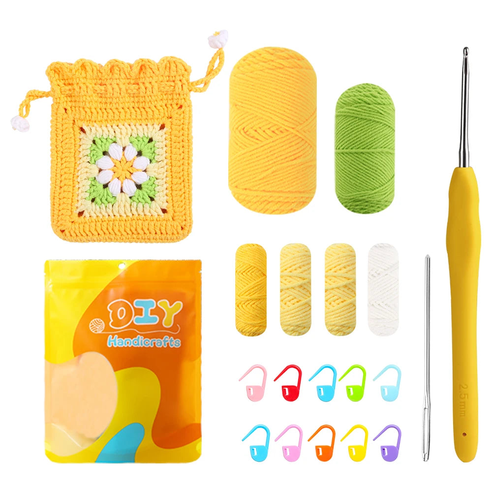 Crochet Starter Kit DIY Woven Material Bag With Tutorial Videos