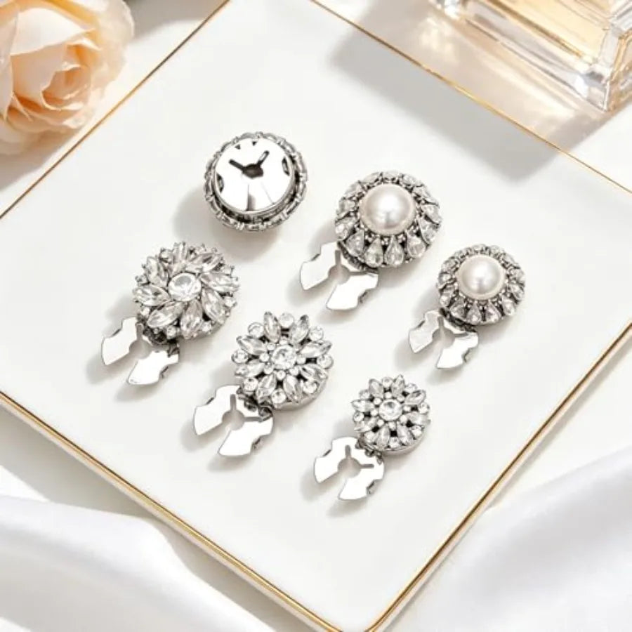 Rhinestone Button Covers Six Piece Detachable Crystal Embellishments For Clothing