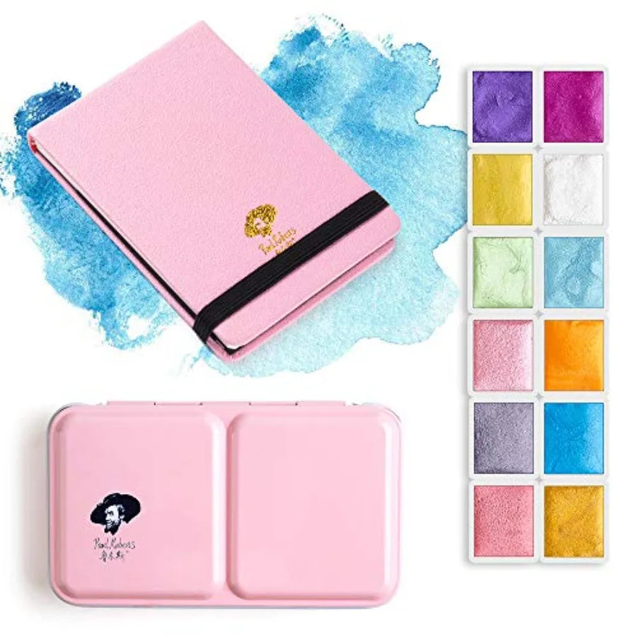 Watercolor Artist Grade 24 Metallic Glitter Set With Palette Journal