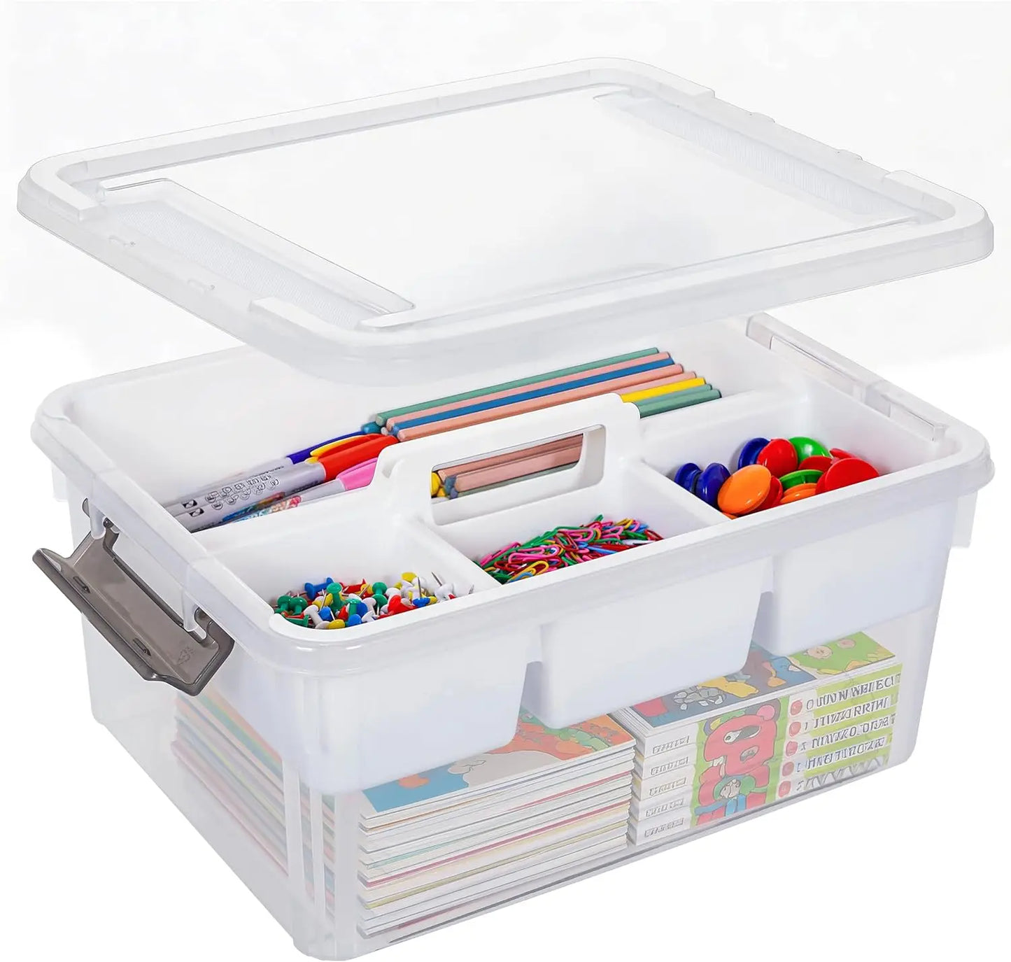 Clear Plastic Storage Box With Removable Tray For Beads