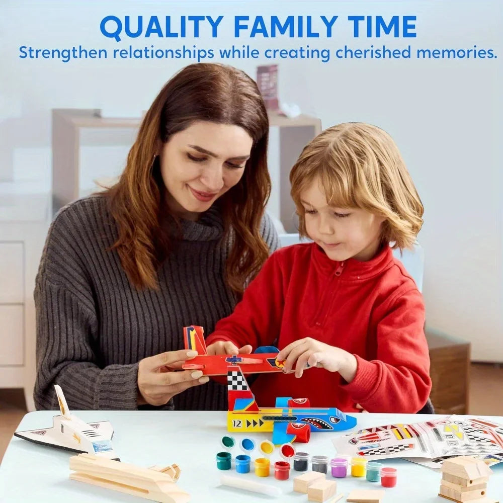 Joyfy DIY Wooden Aircraft Craft Kit For Kids 4 Models