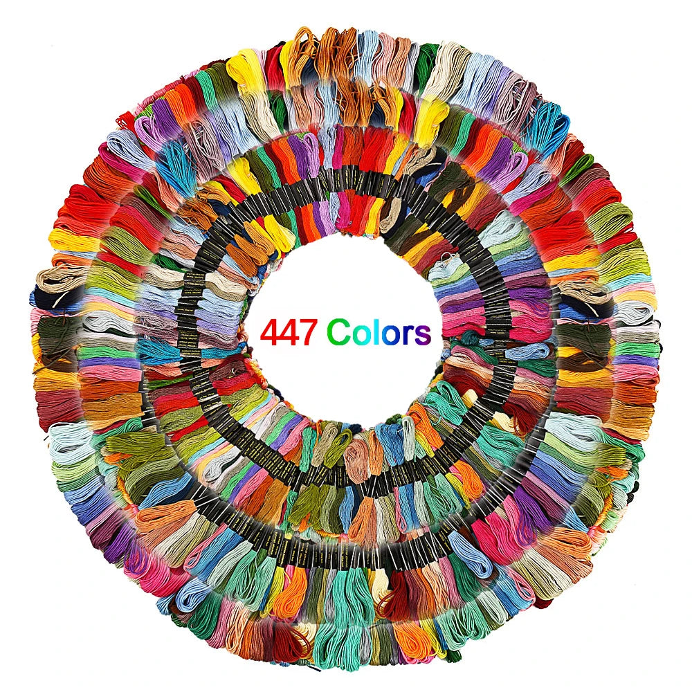 Mixed Colors Embroidery Thread Kit 100/200/447Pcs Cotton Floss Skeins