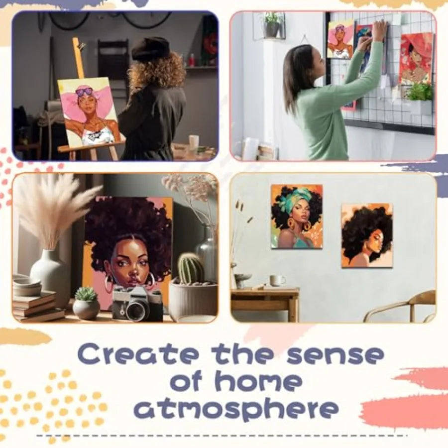Sip and Paint Kit, 108 Pcs, Pre Drawn Canvas Artwork