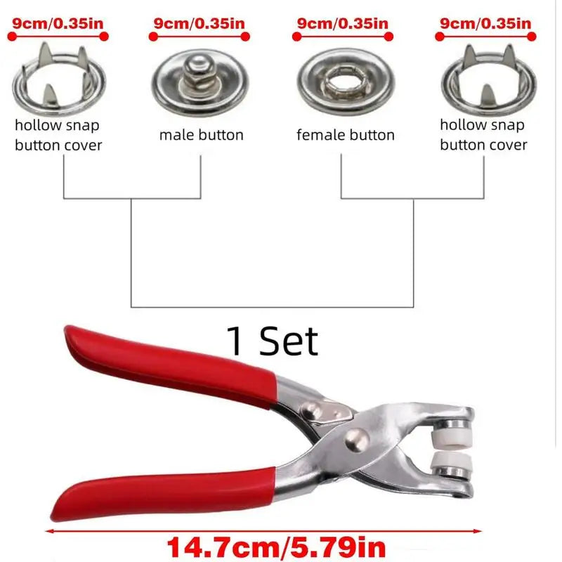 Metal Snap Button Kit With Pliers Press Tool For Sewing