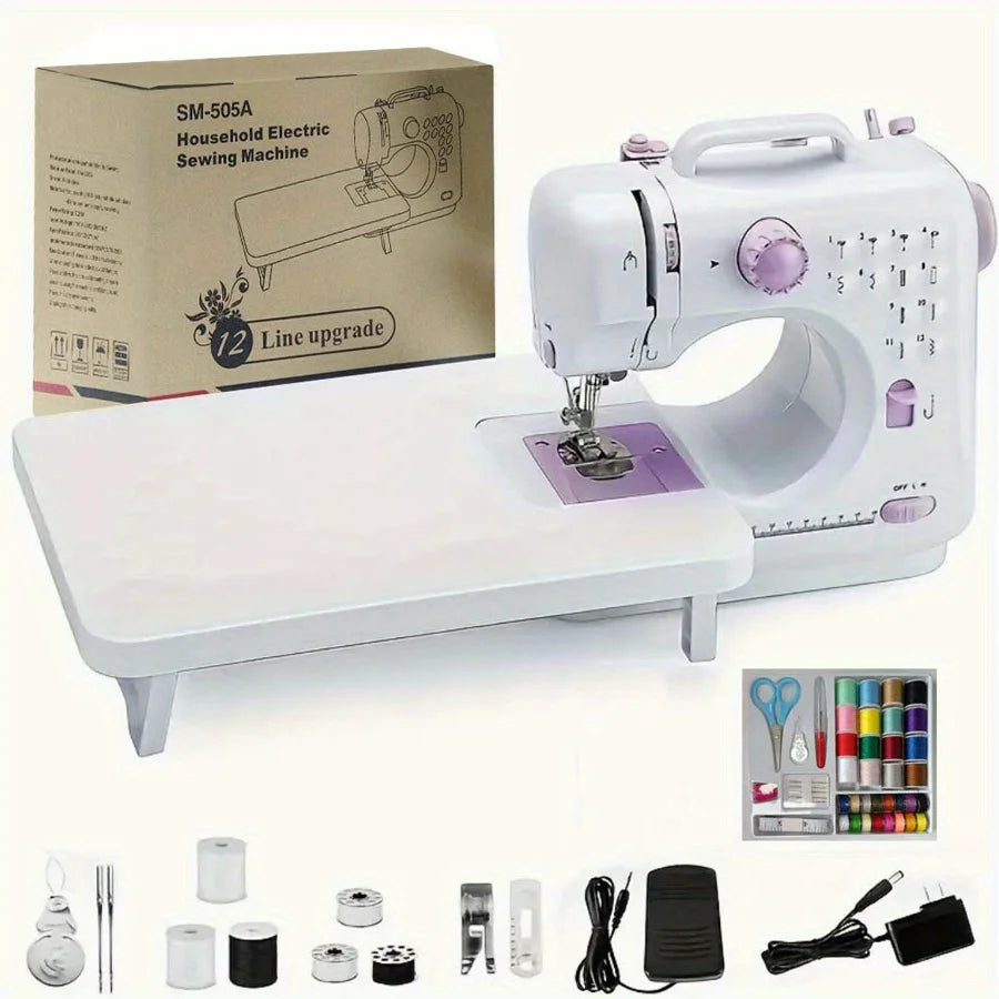 Electric Sewing Machine With Extension Table And Light 12 Stitches