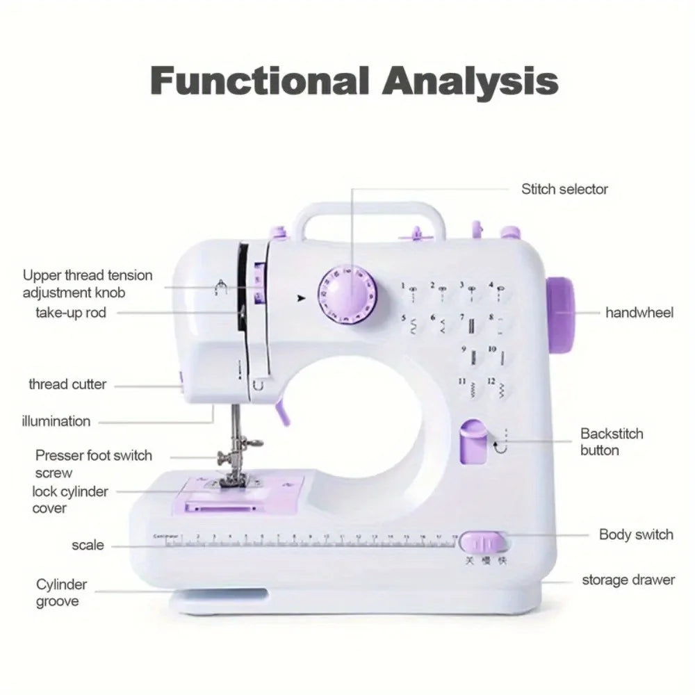 Electric Sewing Machine With Extension Table And Light 12 Stitches