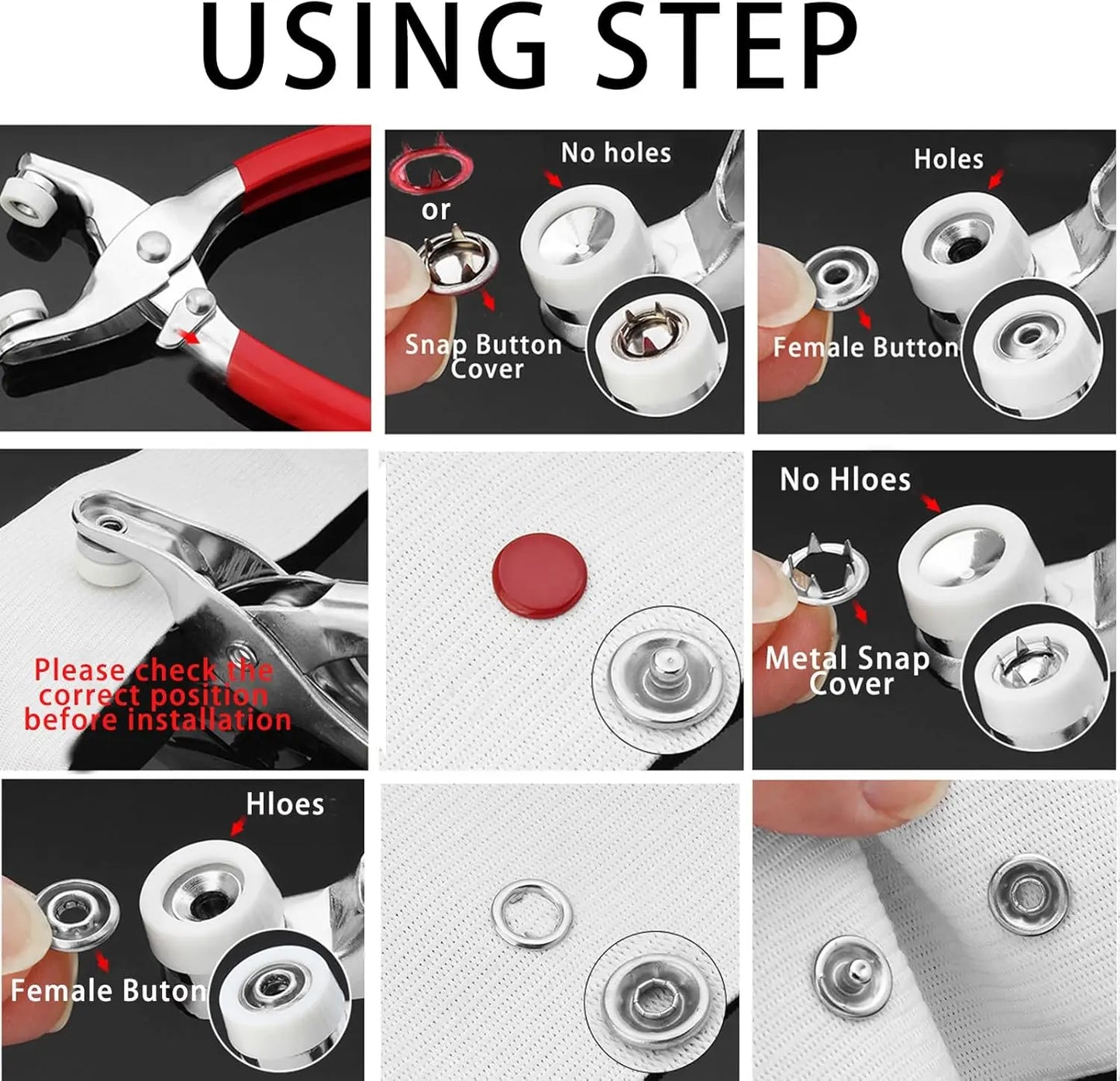 Metal Snap Button Kit With Pliers Press Tool For Sewing