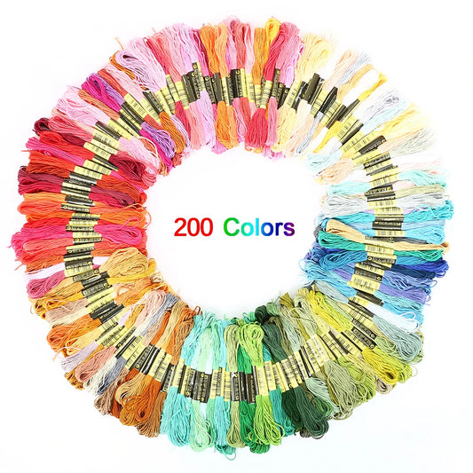 Mixed Colors Embroidery Thread Kit 100/200/447Pcs Cotton Floss Skeins