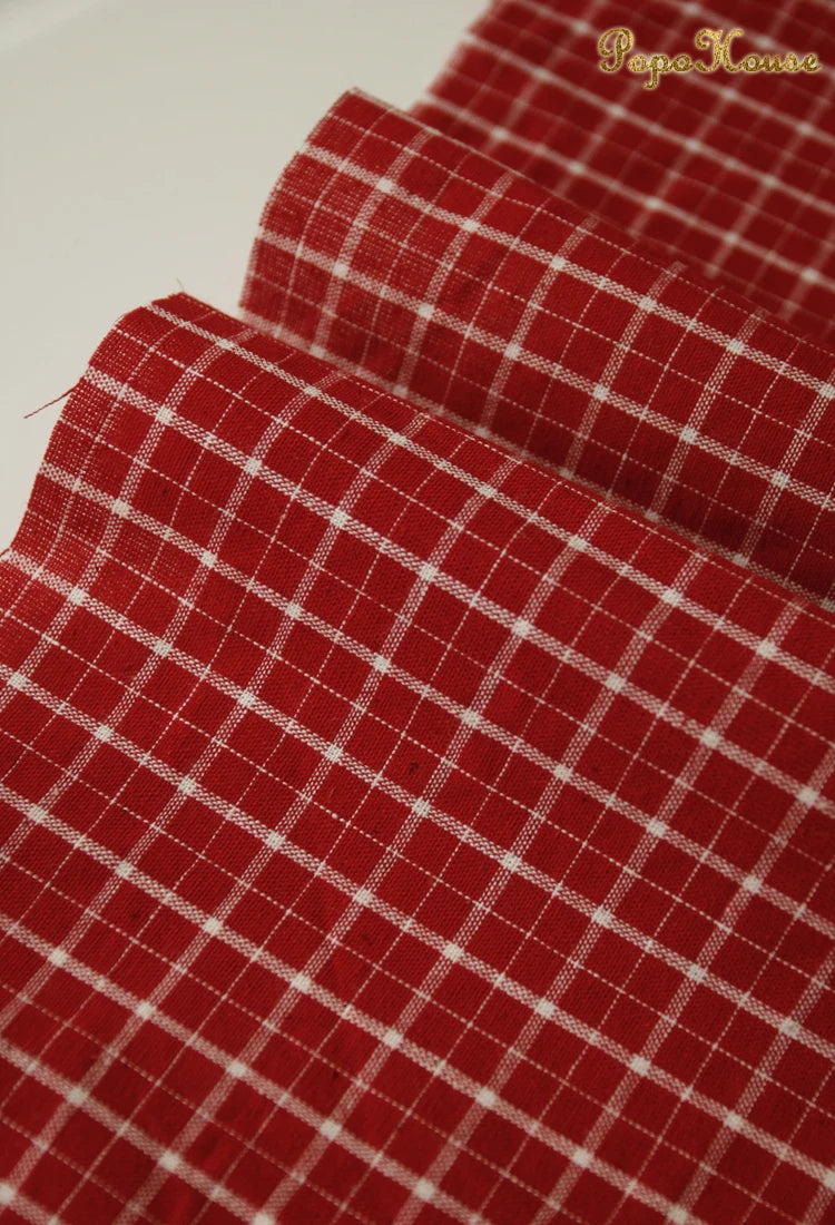 Vintage Linen Grid Striped Woven Cotton Fabric For Sewing Projects