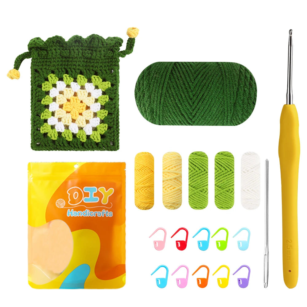 Crochet Starter Kit DIY Woven Material Bag With Tutorial Videos