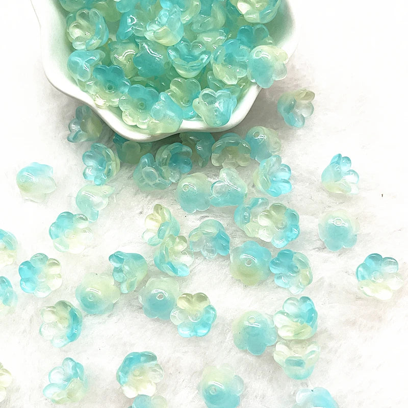 New 20pcs/lot 7X12mm Colorful Bellflower Lampwork Beads Caps Glass Spacer Beads for Jewelry Making DIY Bracelets Hairpin