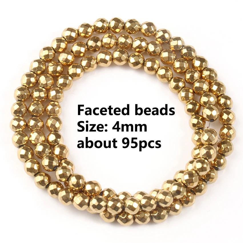 Color Retention Real Gold Plated Hematite Bead Irregular Heart Cube Rondelle Spacer Beads For Jewelry Making Diy Bracelet 15inch
