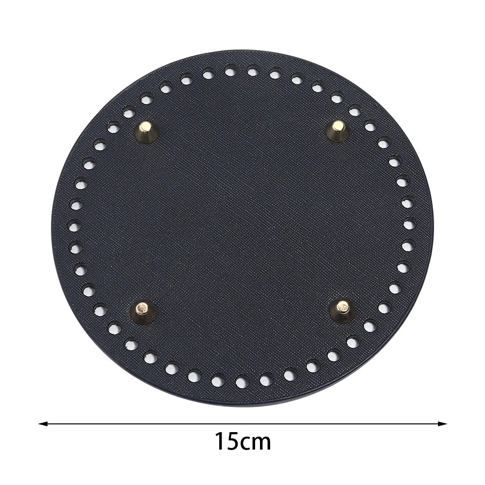 PU Leather Oval Round Bag Bottom for DIY Knitting Crochet