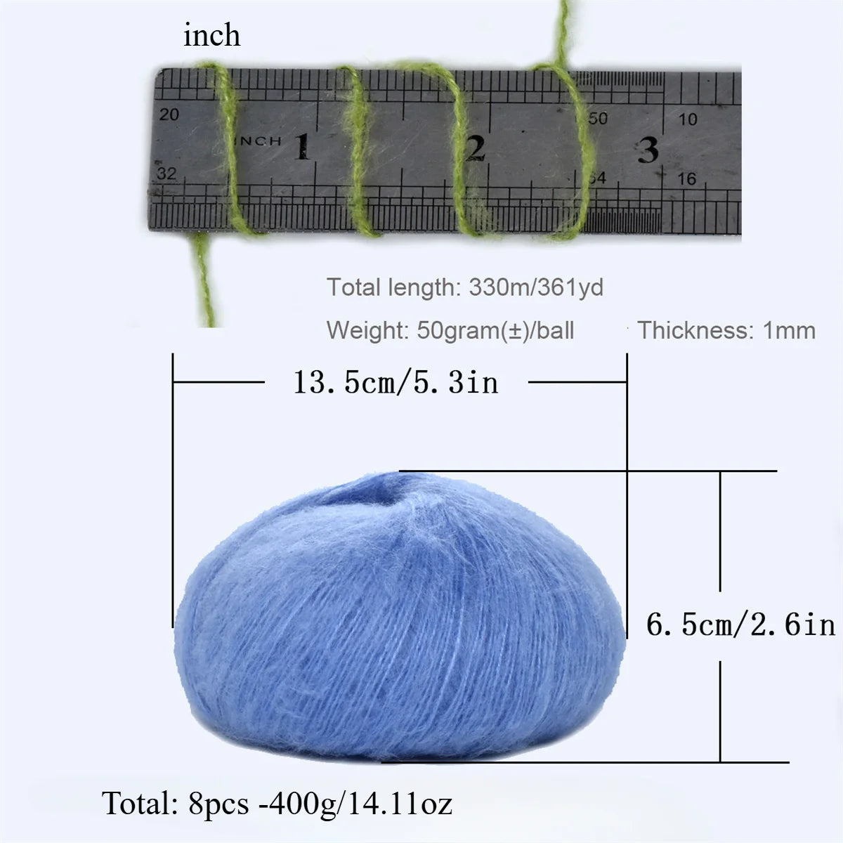 8pcs 400g Mohair Yarn For Crocheting And Knitting DIY Pet Toys  DIY Crafts Soft Comfortable Skin Friendly Spring and Summer