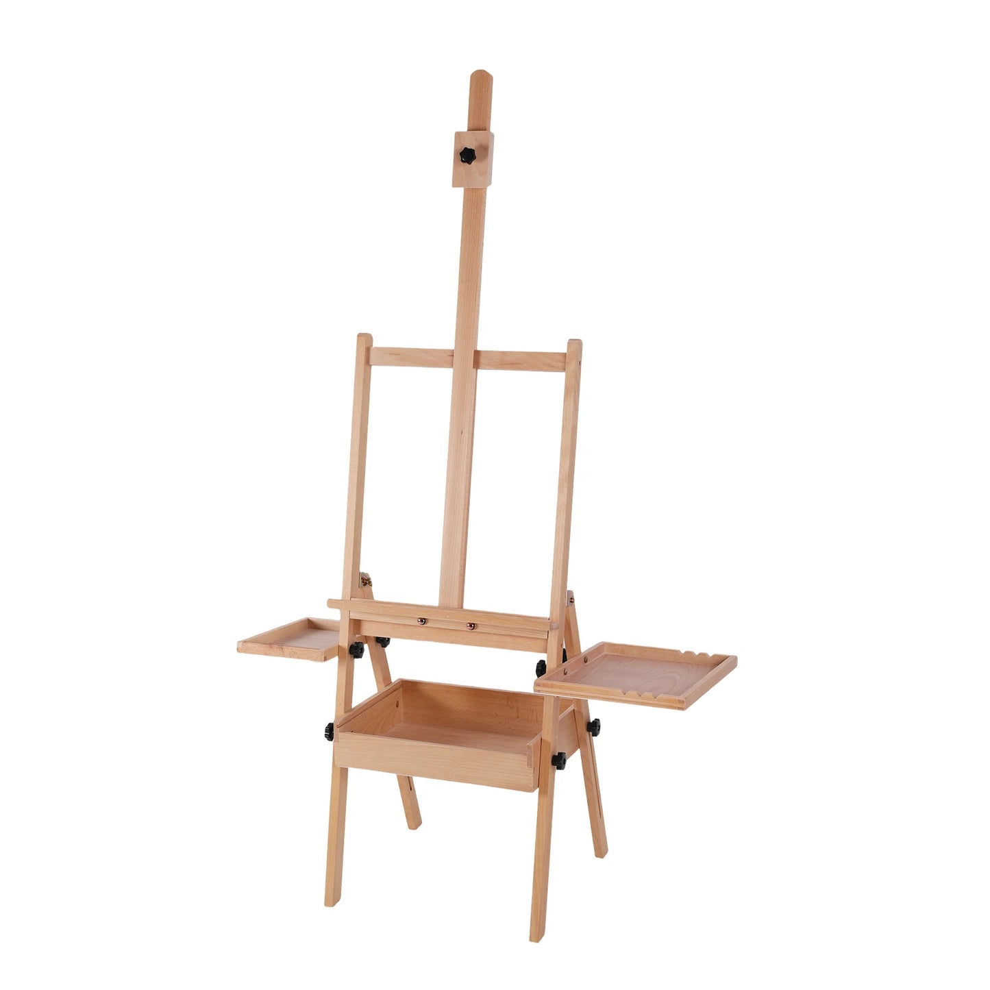 Wood H Frame Easel With Adjustable Height Storage Tray