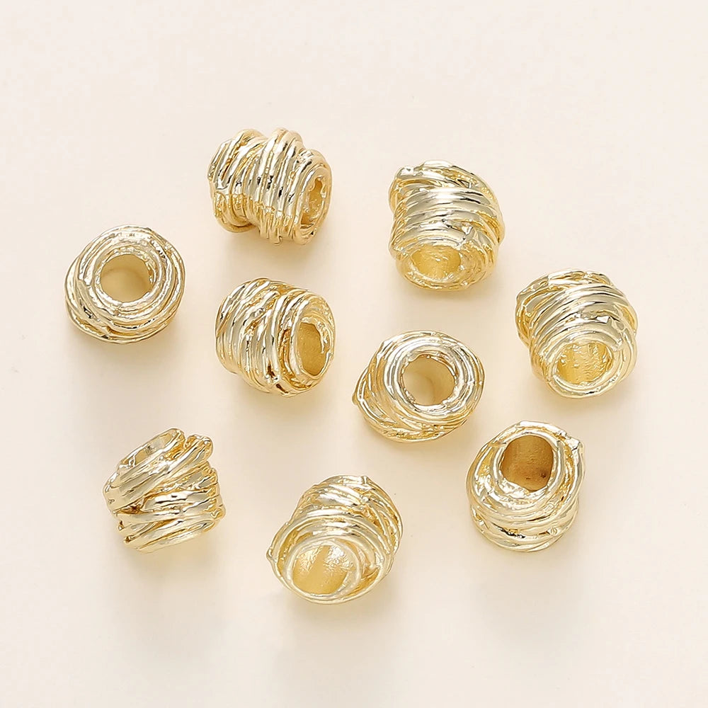 St.kunkka Gold Plated Brass Weaving Ball Spacer Beads 10Pcs Pack