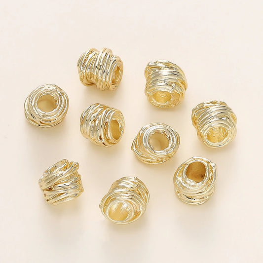 St.kunkka Gold Plated Brass Weaving Ball Spacer Beads 10Pcs Pack
