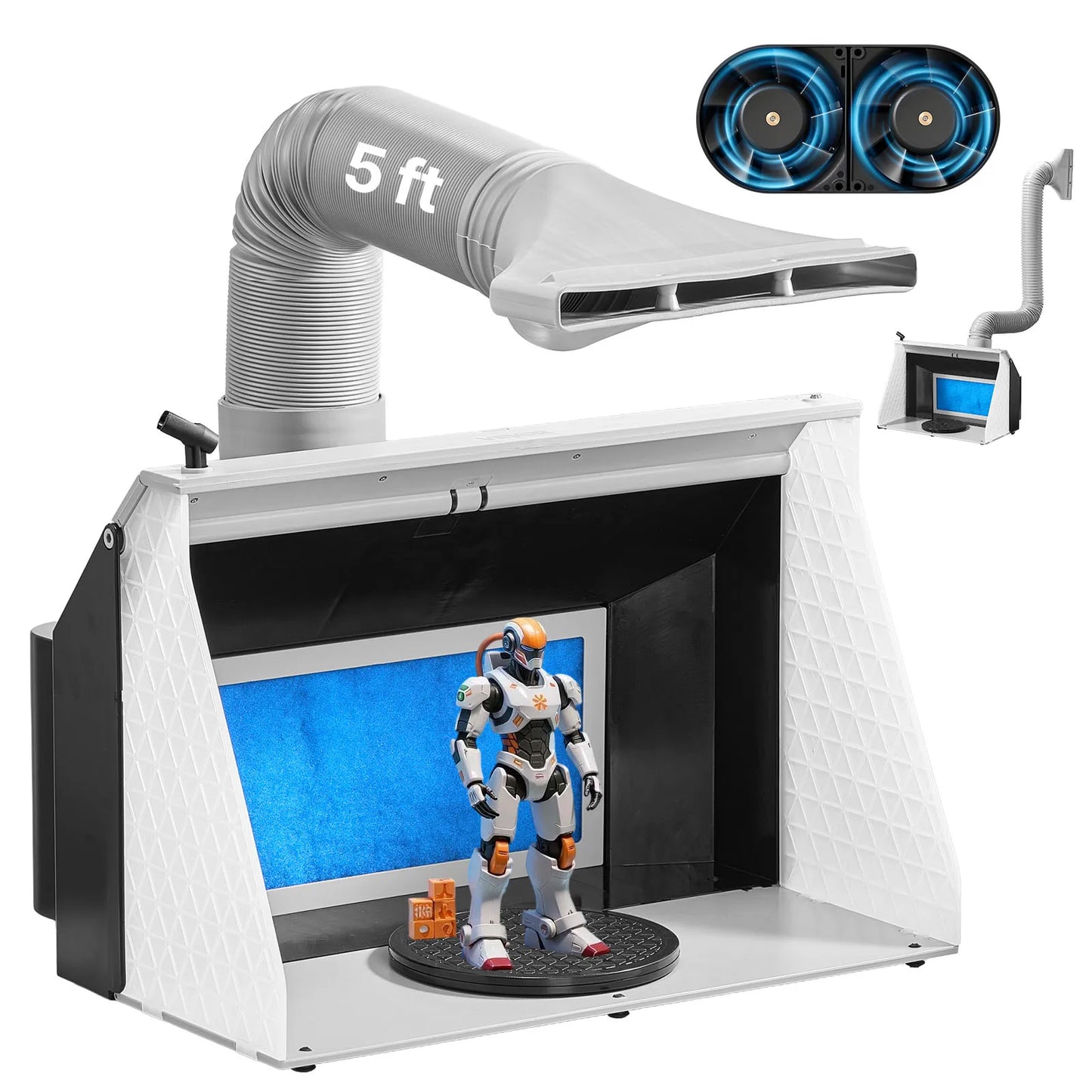 SucceBuy Airbrush Spray Booth With Dual Fans And 3 LED Lights And Exhaust Hose