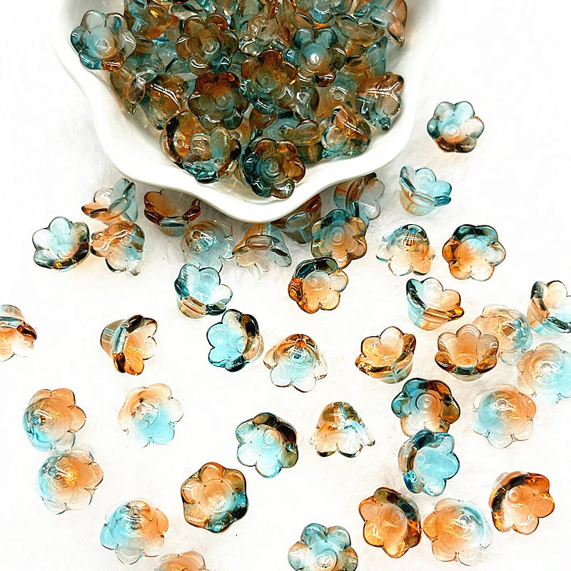 New 20pcs/lot 7X12mm Colorful Bellflower Lampwork Beads Caps Glass Spacer Beads for Jewelry Making DIY Bracelets Hairpin