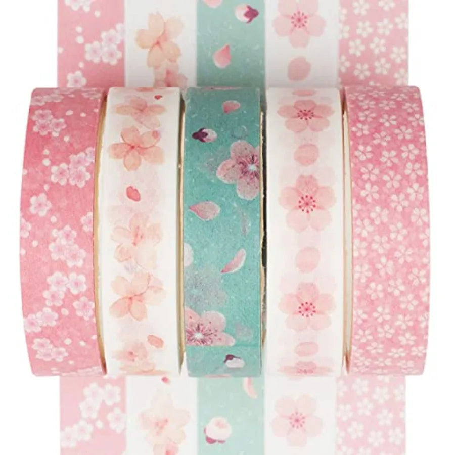5 Rolls Washi Tape Set Creative Basic Skinny Decorative Tapes for Arts, DIY Crafts, Journals, Planners, Scrapbooking, Wrapping