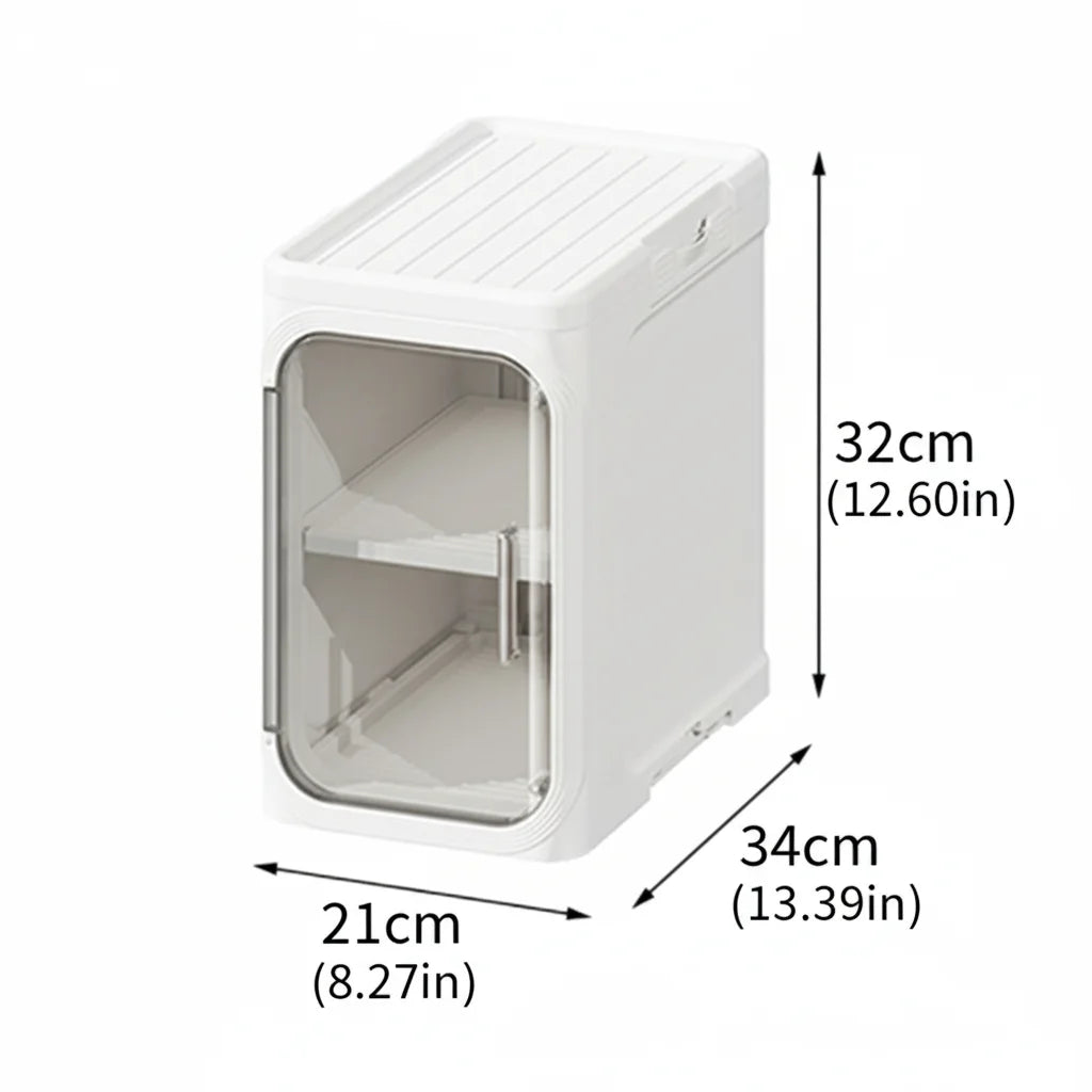 Slim Plastic Storage Cabinet On Wheels With Transparent Doors