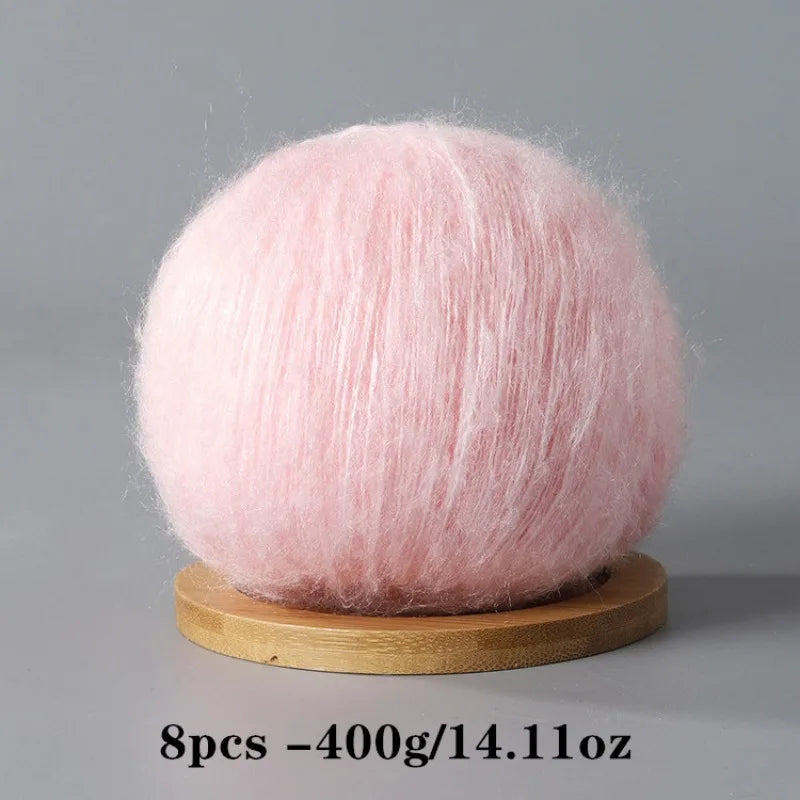 8pcs 400g Mohair Yarn For Crocheting And Knitting DIY Pet Toys  DIY Crafts Soft Comfortable Skin Friendly Spring and Summer