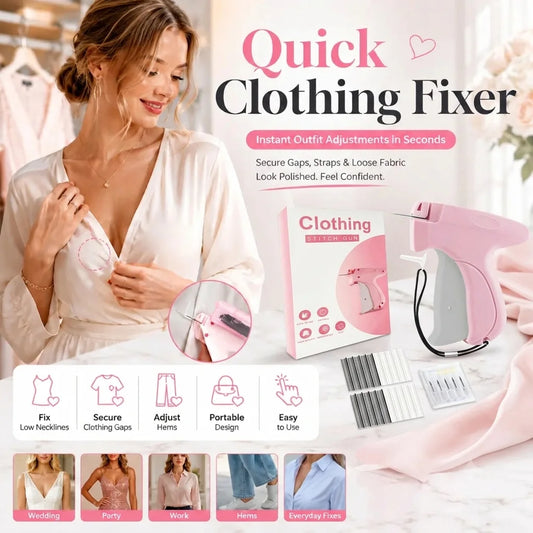 Clothing Stitch Gun Fast Garment Repair Tool, Handheld Sewing Stitching Gun with 6 Needles and Black White Fasteners, Quick Fabric Mending Machine for Clothes Hem Pants Jeans Dress Curtains DIY Tailor Sewing Supplies
