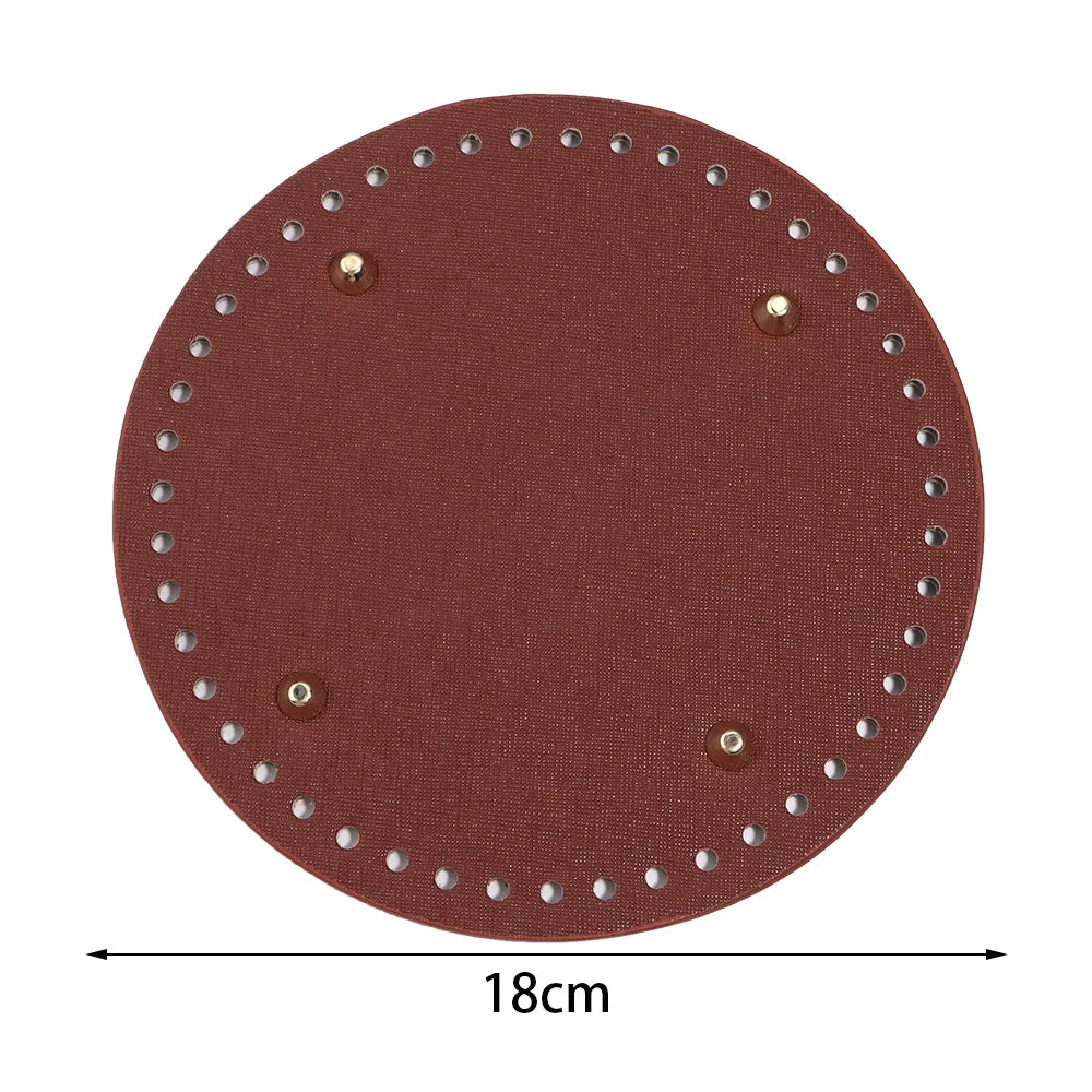 PU Leather Oval Round Bag Bottom for DIY Knitting Crochet