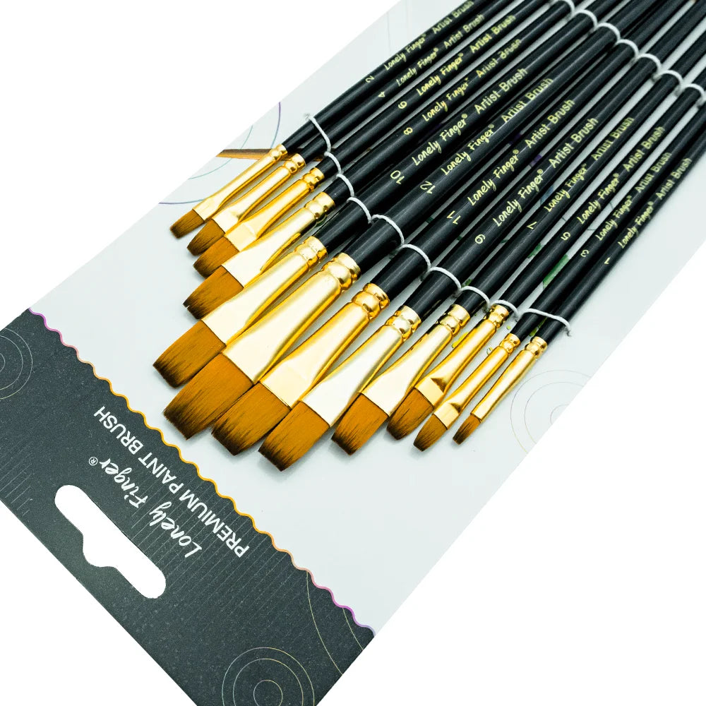 12-Piece Nylon Artist Paint Brush Set for Acrylic, Watercolor, Oil