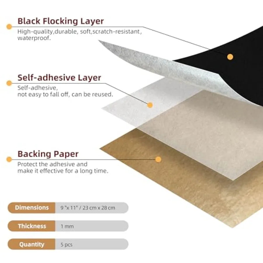 Self-Adhesive Felt Sheets With Adhesive Backing For Drawers Jewelry Boxes