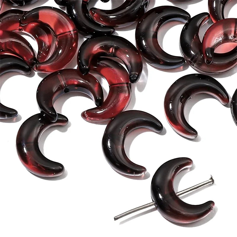 10pcs 15x12mm Crystal Glass Moon Charm Beads Fit for 8mm Beads for Necklace Bracelet Earring DIY Jewelry Making Supply