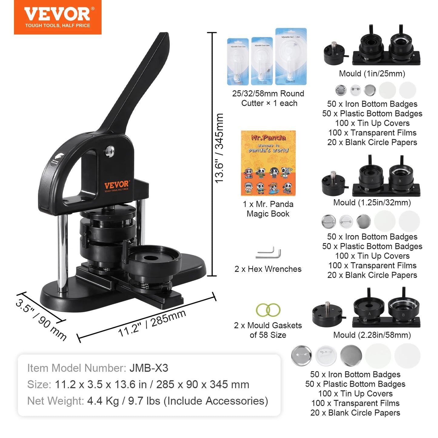 SucceBuy Button Maker Kit With Ergonomic Arc Handle