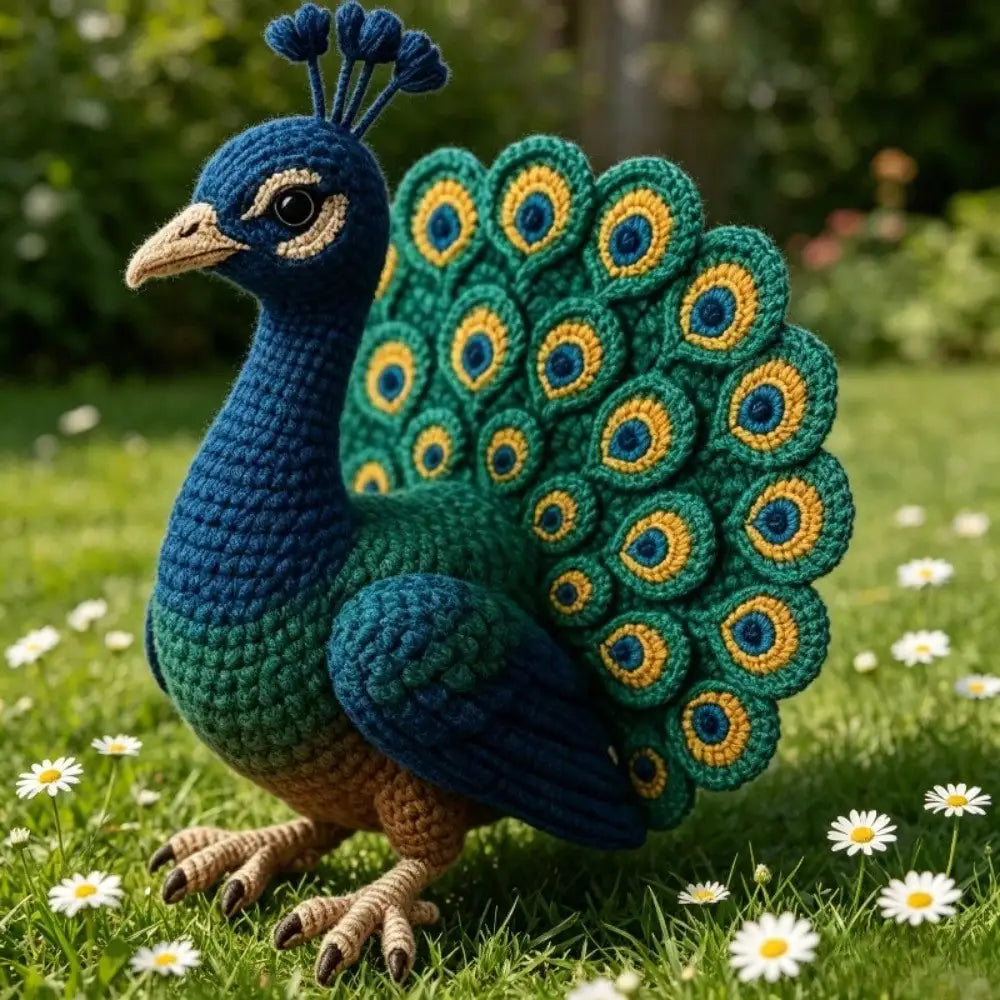 Handmade DIY Peacock Crochet Materials Kit (not a finished product; requires knitting)