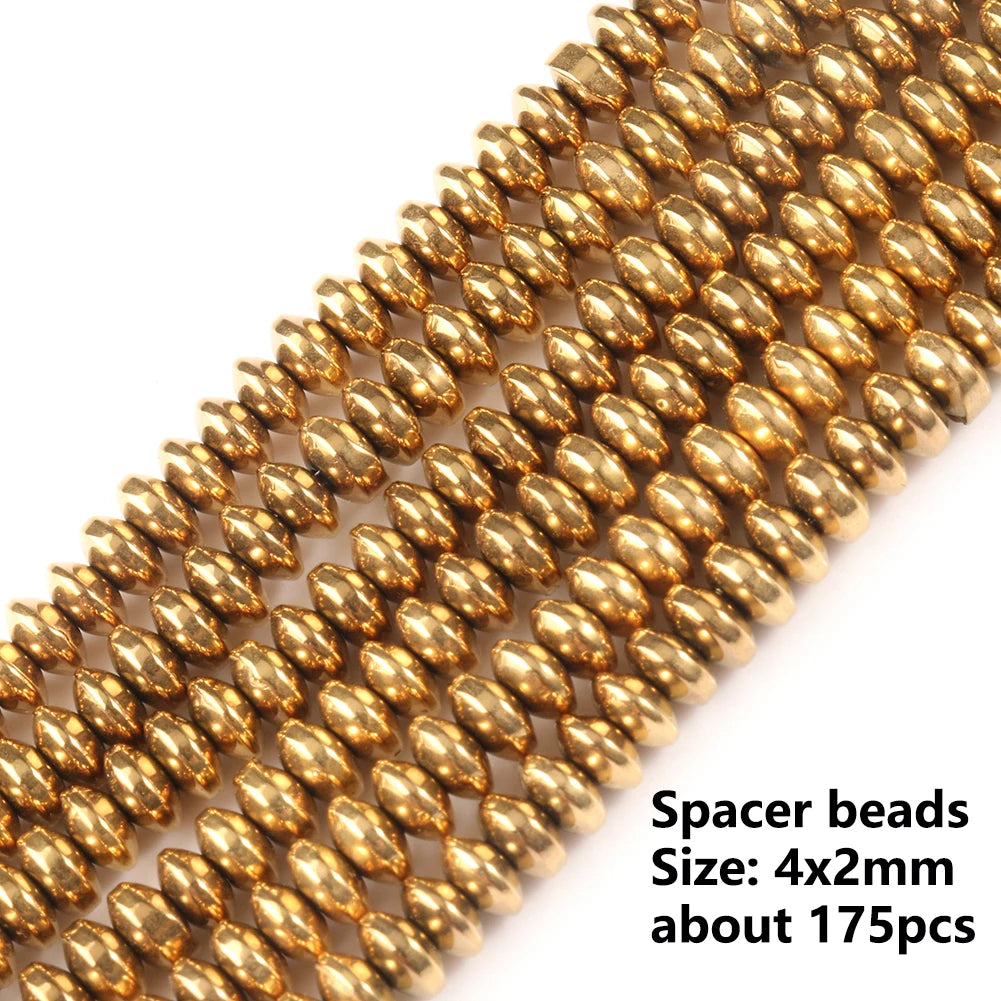 Color Retention Real Gold Plated Hematite Bead Irregular Heart Cube Rondelle Spacer Beads For Jewelry Making Diy Bracelet 15inch