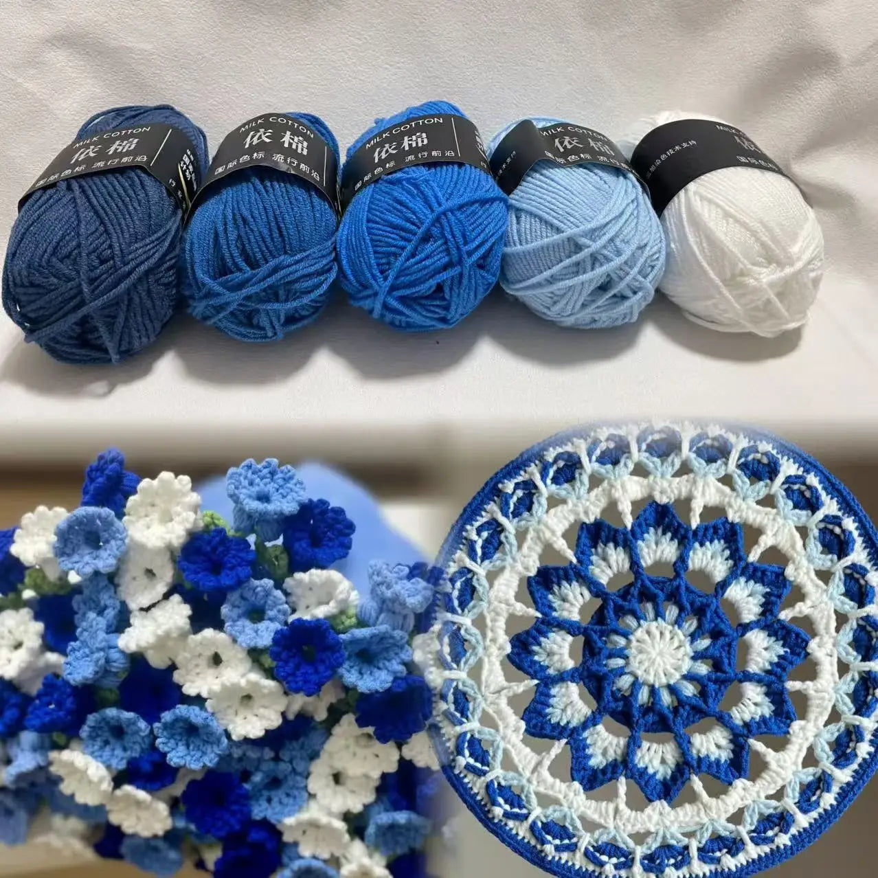 Milk Cotton Yarn Set 5Pcs For Crochet And Knitting