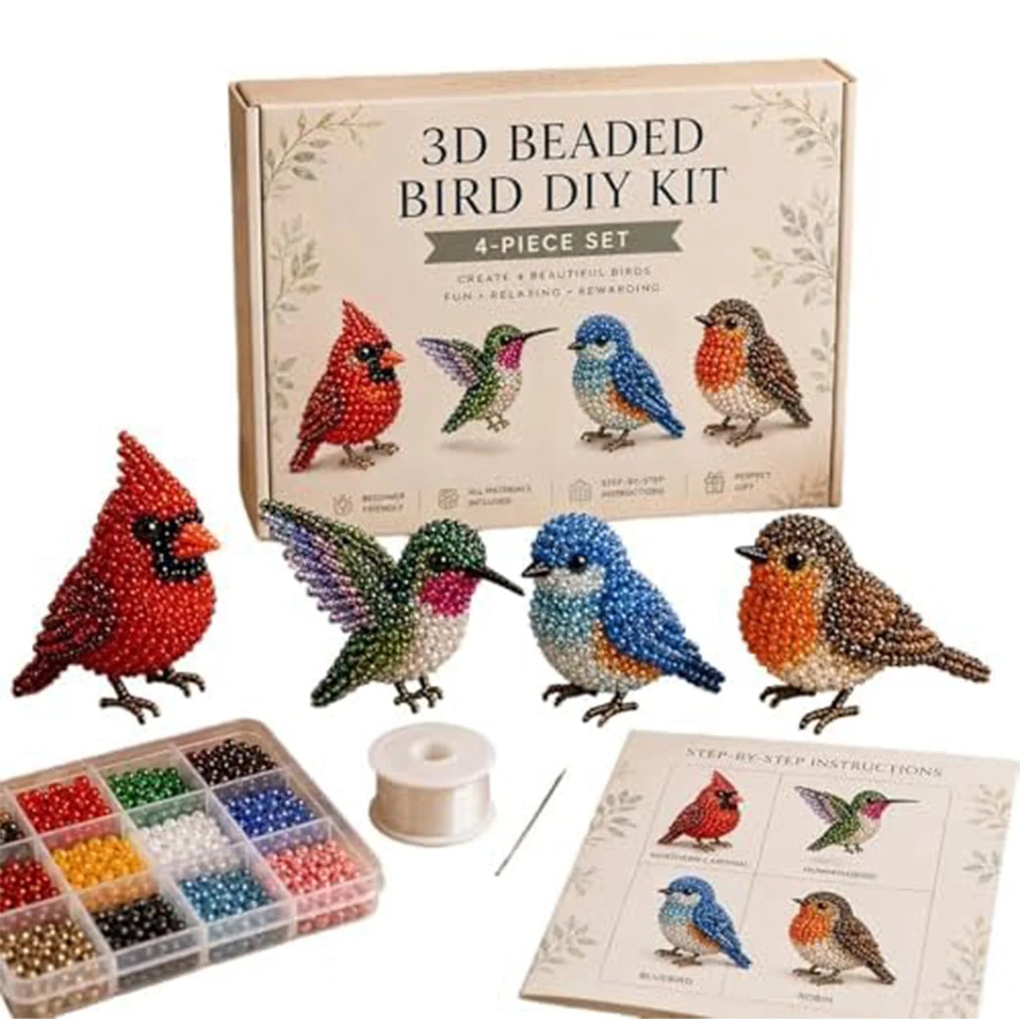 Tiny 3D Beaded Animal DIY Kit Cute Bird Beading Set
