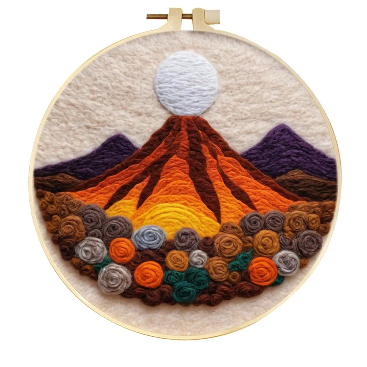 DIY Wool Needle Felting Mountain Landscape Painting Embroidery Frame