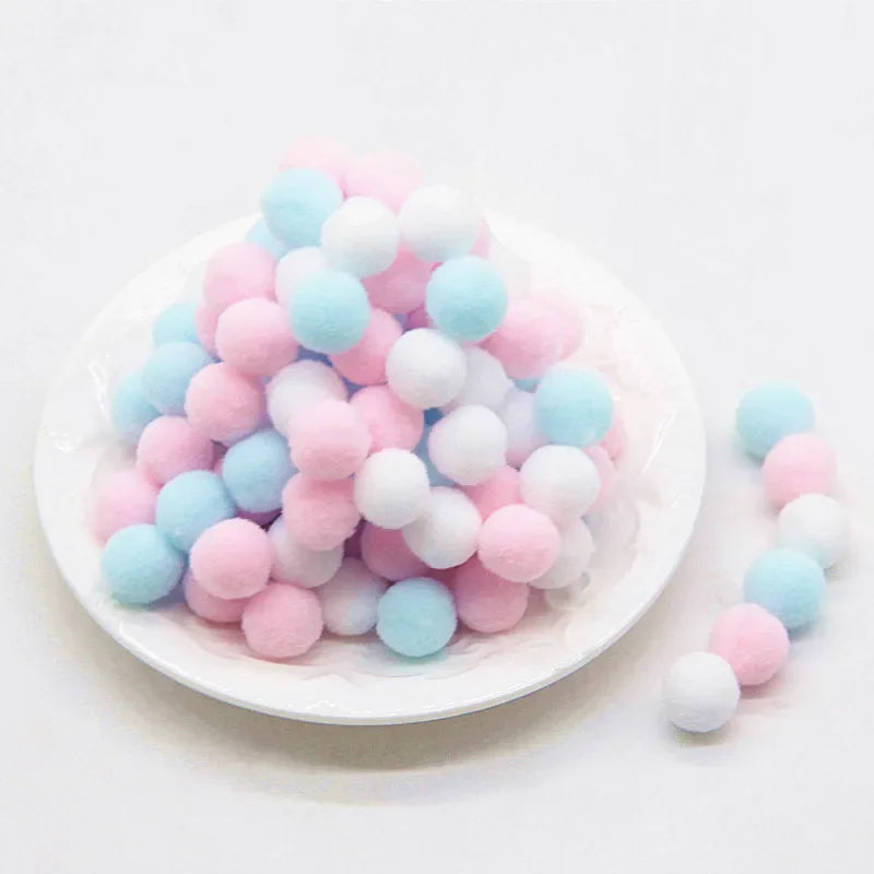 Assorted Fluffy Pom Poms For Craft Projects Or DIY Decor