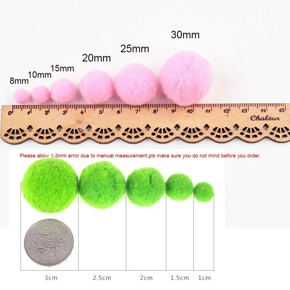 Assorted Fluffy Pom Poms For Craft Projects Or DIY Decor