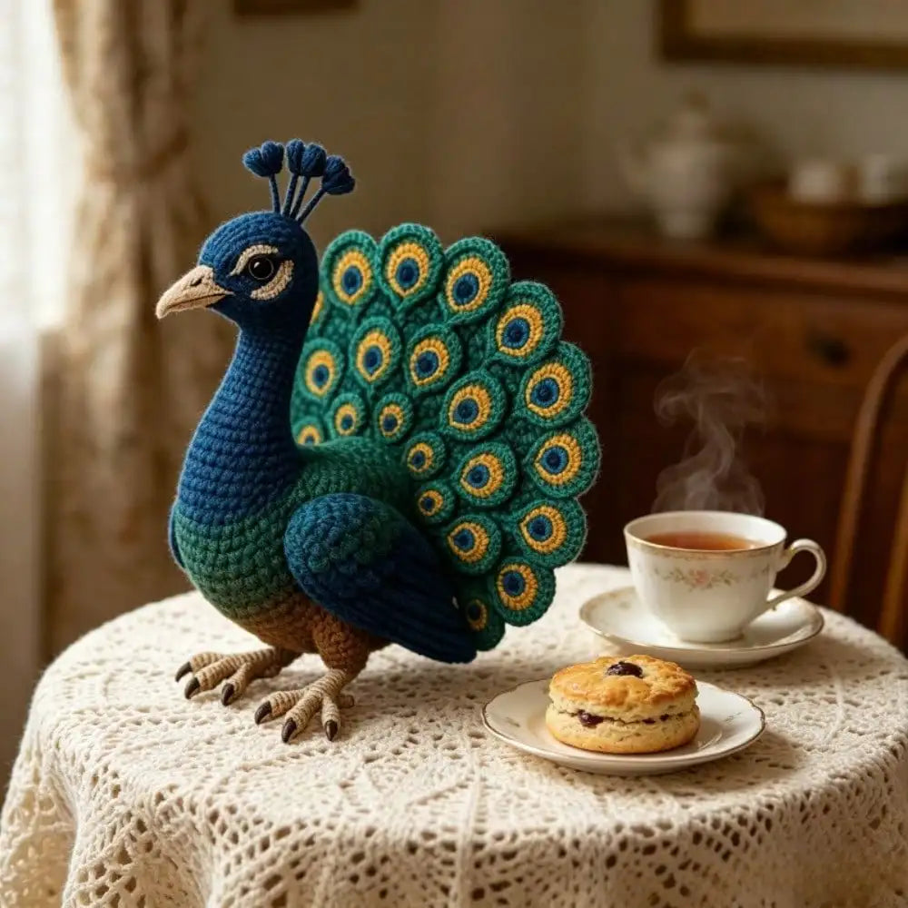 Handmade DIY Peacock Crochet Materials Kit (not a finished product; requires knitting)