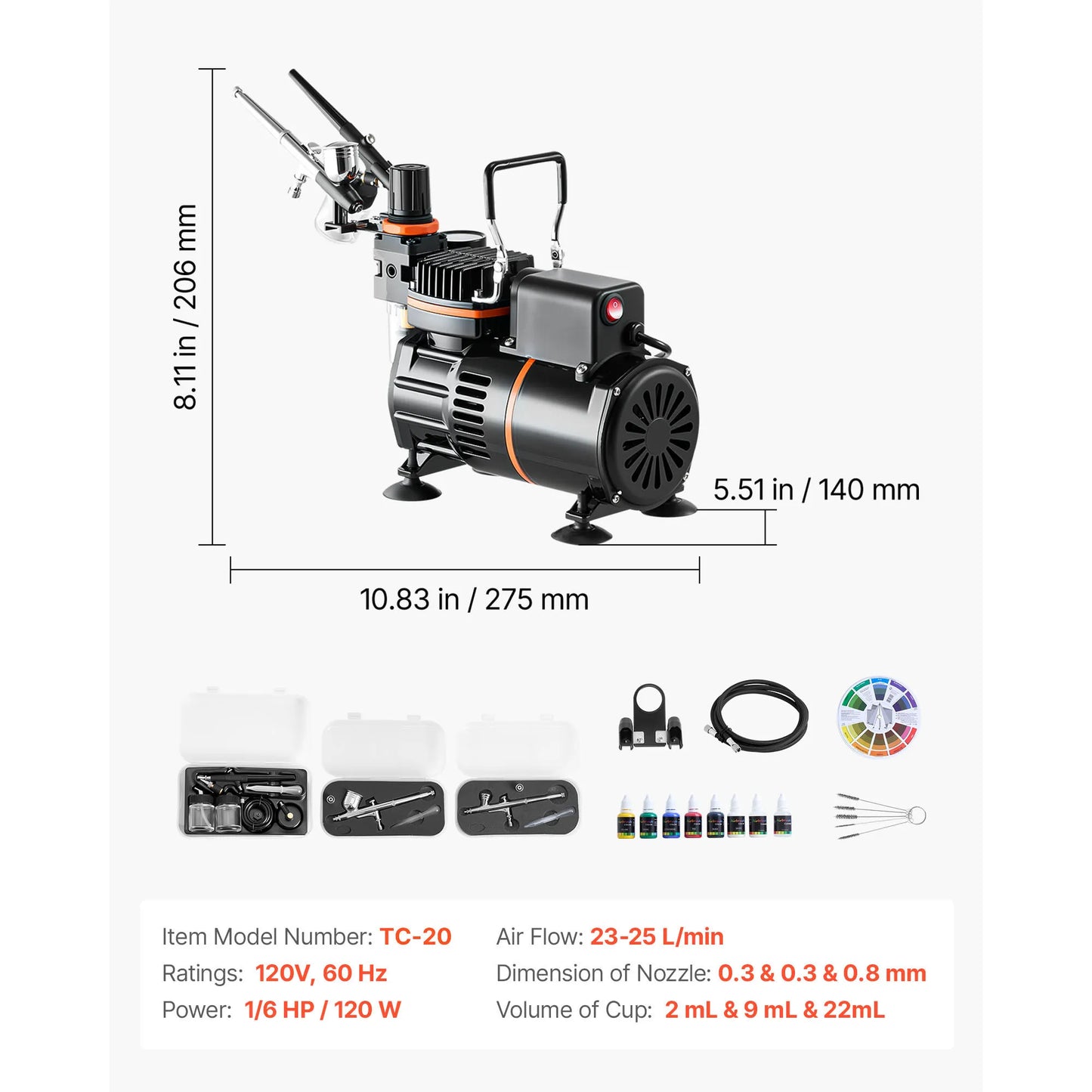SucceBuy Airbrush Kit With Air Compressor Dual-Action Set